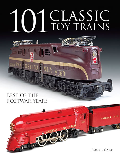101 classic toy trains cover shows two vintage o gauge streamlined locomotives