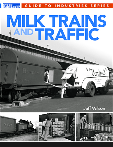 Milk trains and traffic cover showing a black and white photo of a milk truck next to a train car