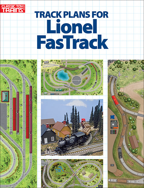 track plans for lionel fastrack cover shows a variety of illustrated track plans