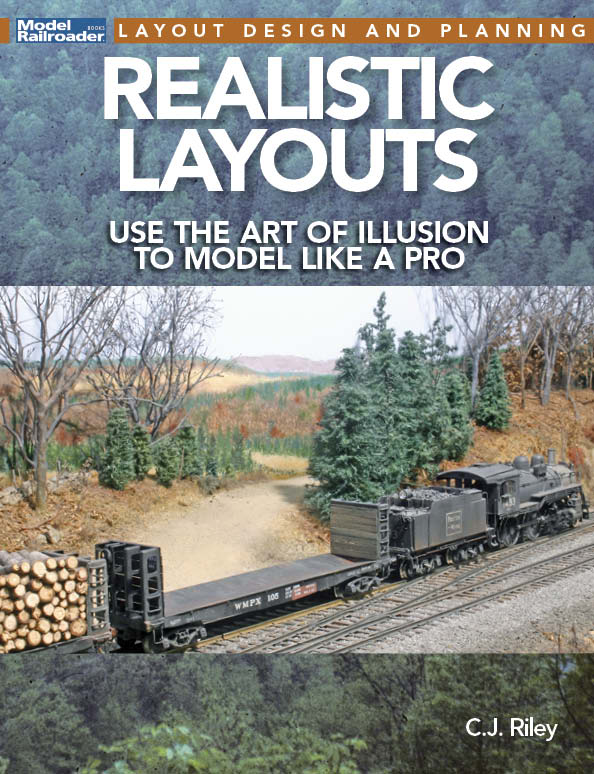 Realistic layouts cover showing steam train on a layout