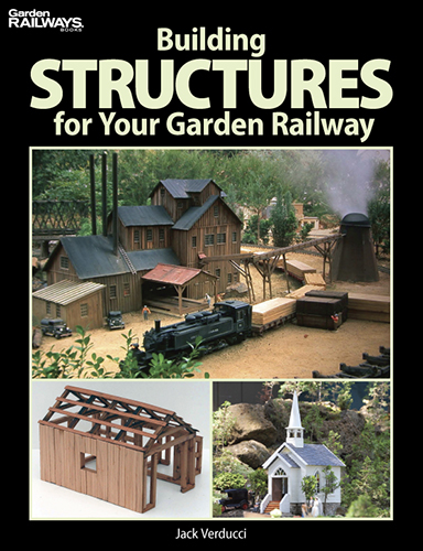 the cover shows various images of structures on a garden railway